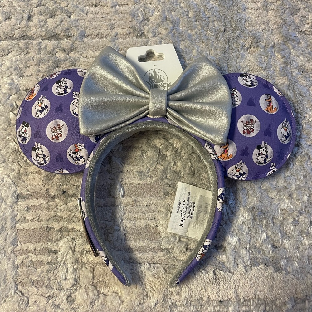 NEW Loungefly Disney Purple Minnie Mouse Ears with Silver Bow Disney100